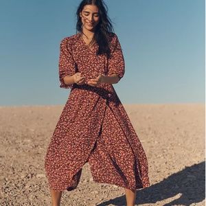 NWT Madewell Long-Sleeve Crossover Midi Dress